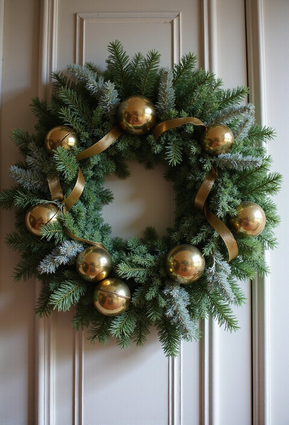 bedroom door wreath with jingle bells