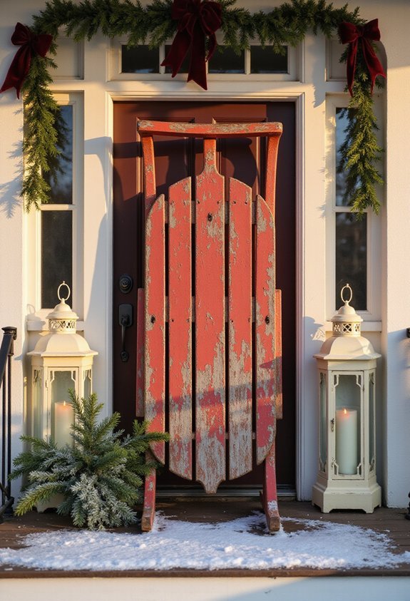 cozy nostalgic winter porch display