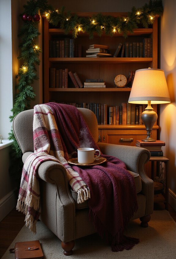 cozy plaid layered reading bliss