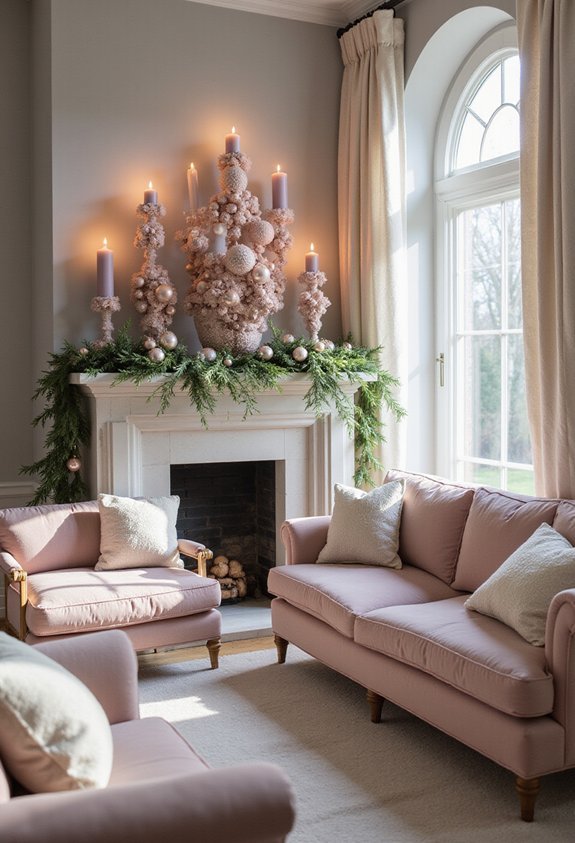 cozy sophisticated mauve candle arrangements