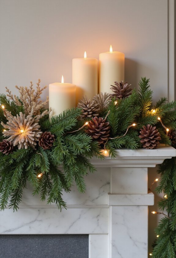 elegant intentional cozy mantelpiece styling