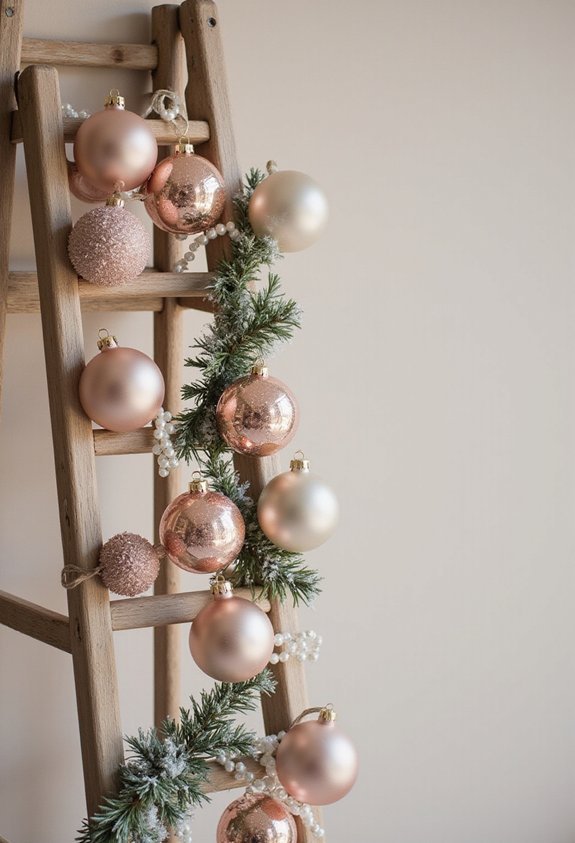 elegant pink ladder christmas display