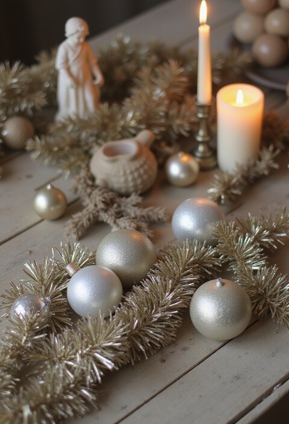 elegant restrained vintage tinsel display