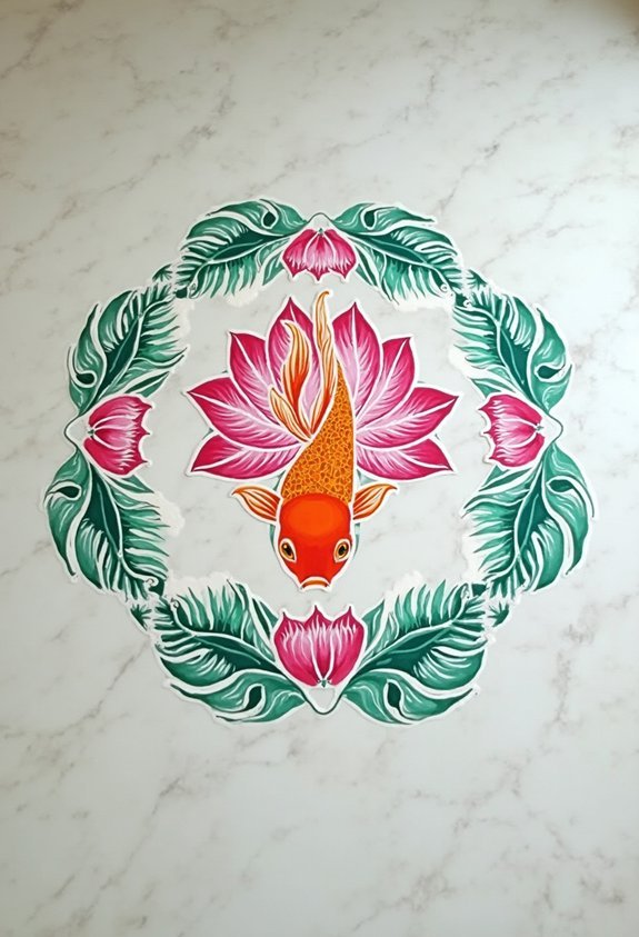 elegant traditional lotus koi kolam design