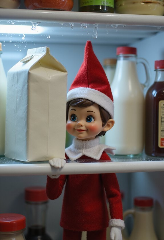 elf hides in refrigerator for mischief