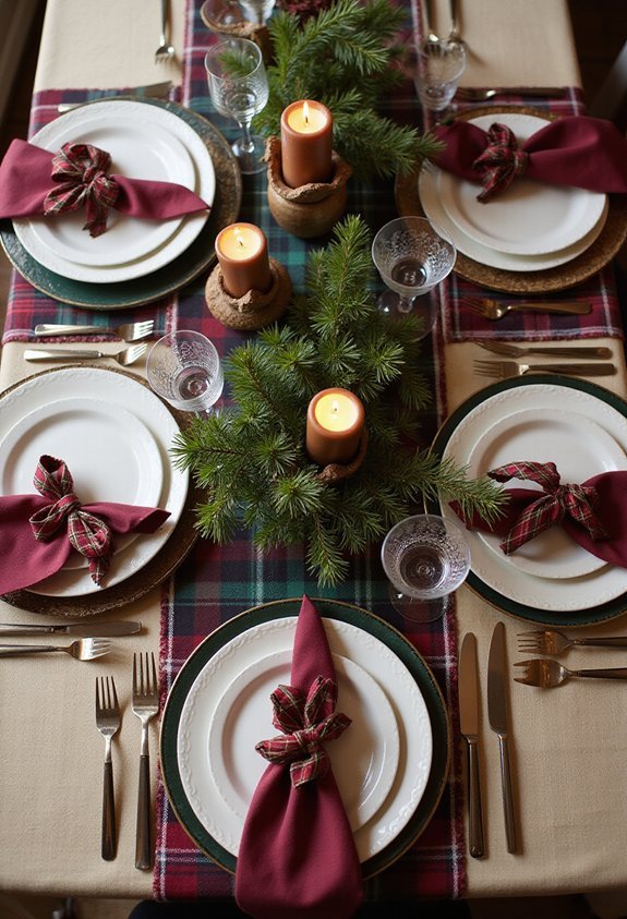 fancy festive cozy classy plaid table