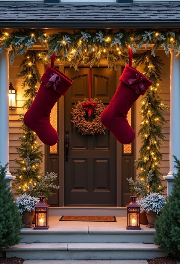 festive extravagant enchanting ostentatious porch stockings