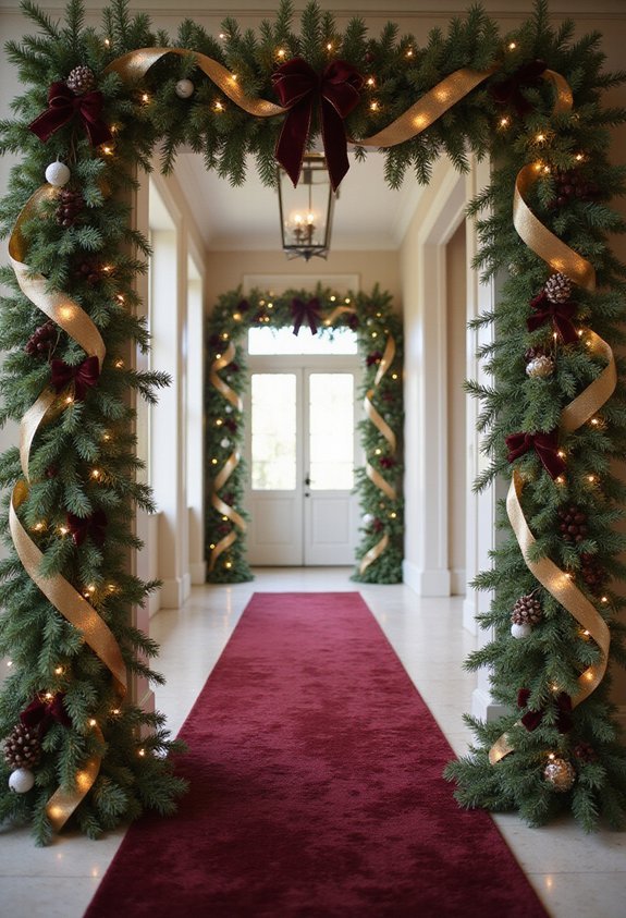 festive hallway runner with holiday decor