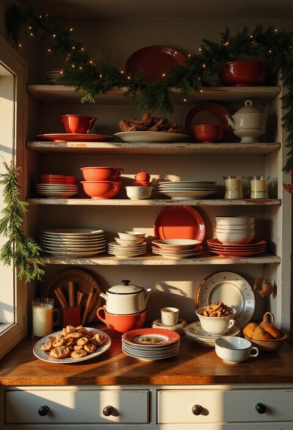 festive kitchen shelving displays