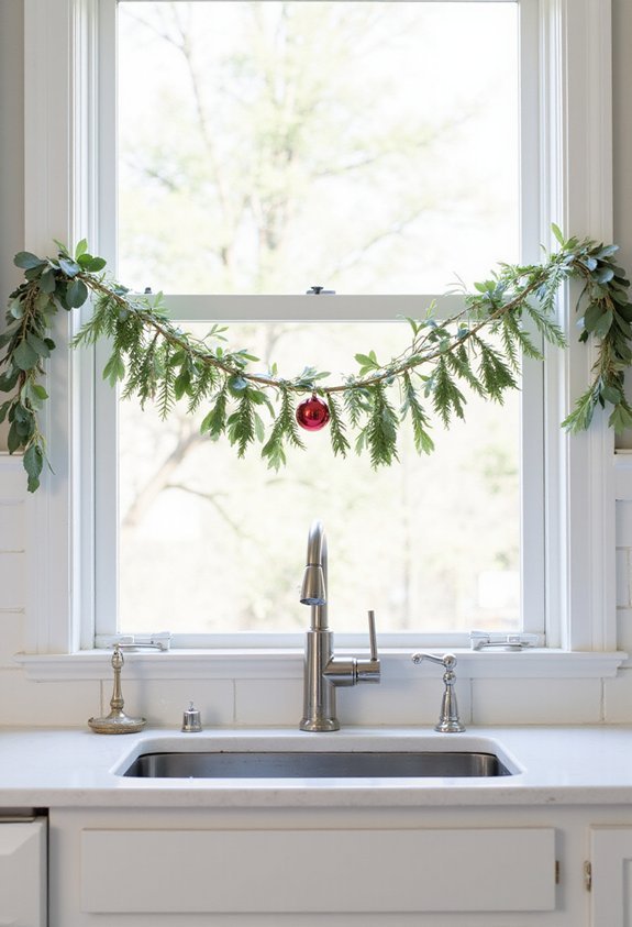 festive kitchen sink garland transformation