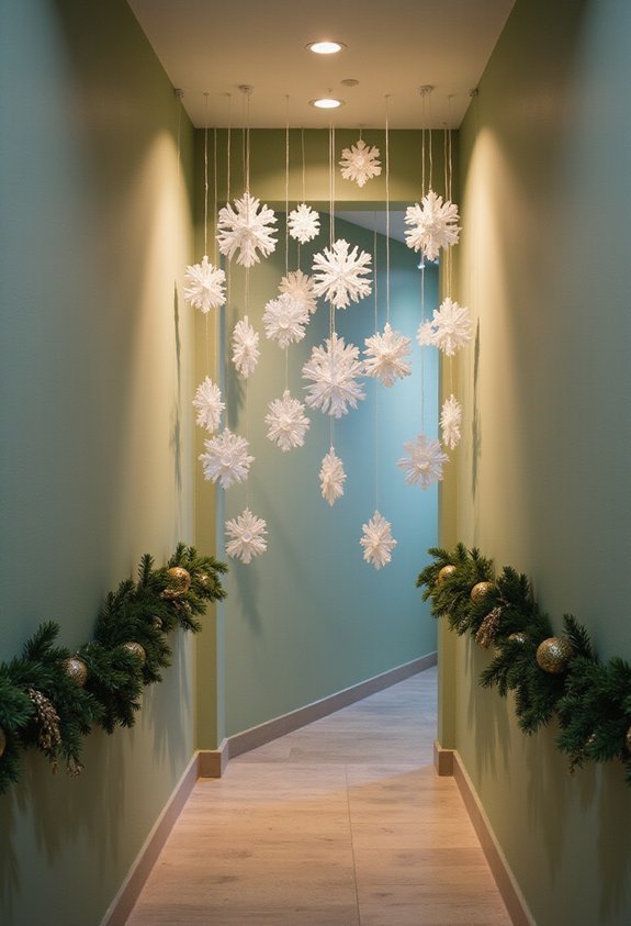 floating snowstorm hallway winter wonderland