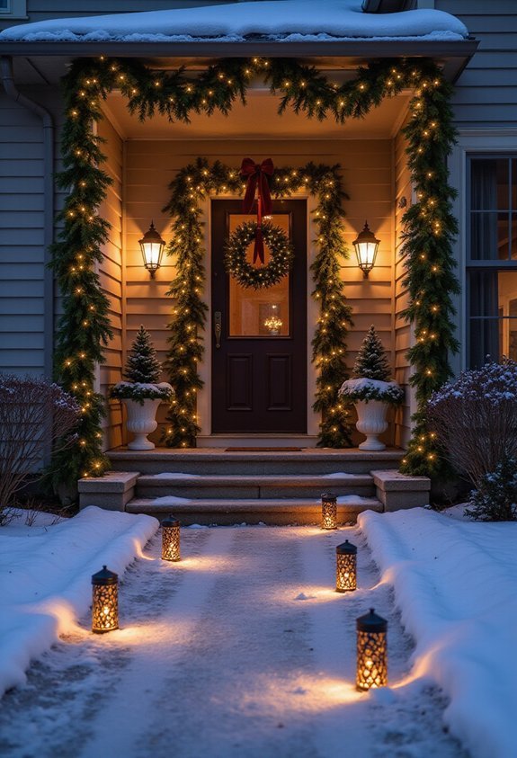 glowing illuminated solar powered winter pathway