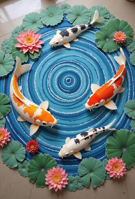 layered dynamic museum quality koi landscape