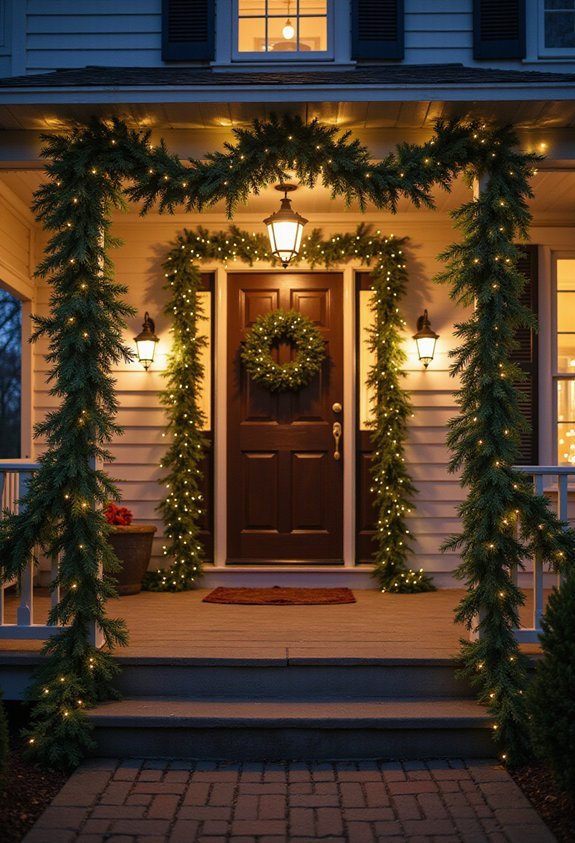 magical porch transformation with lights and garland