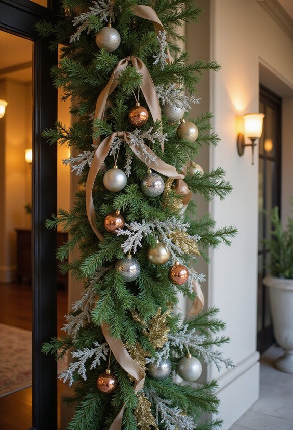 metallic accented asymmetrical textured doorway swags