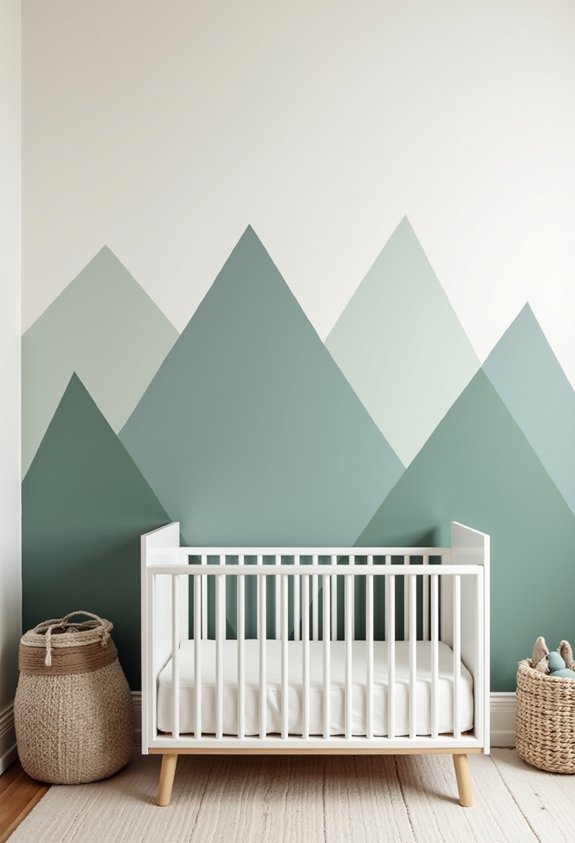 organic muted nature inspired mountain mural