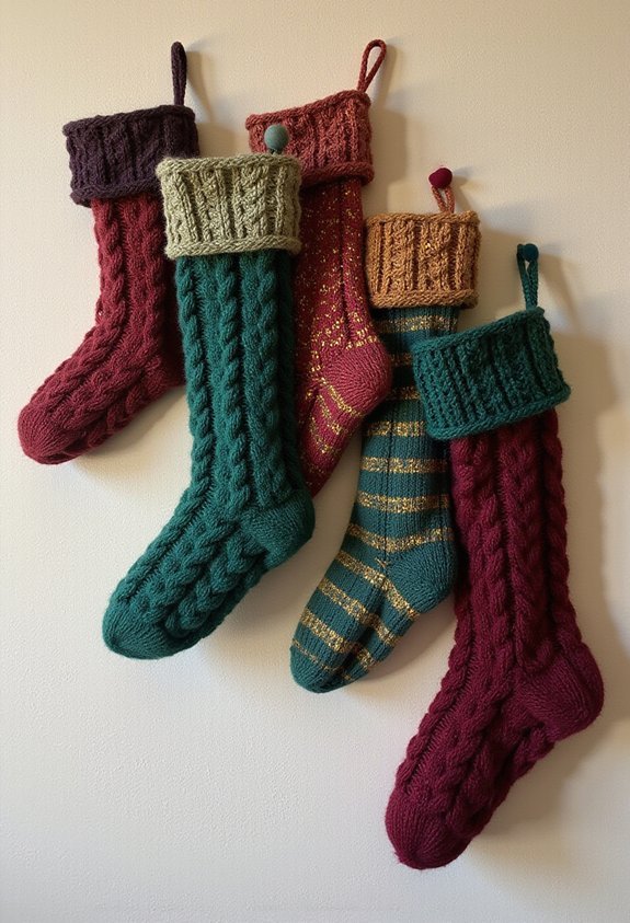 oversized colorful hung wall stockings