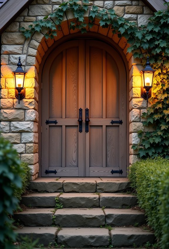 rustic barn door antique exterior lighting