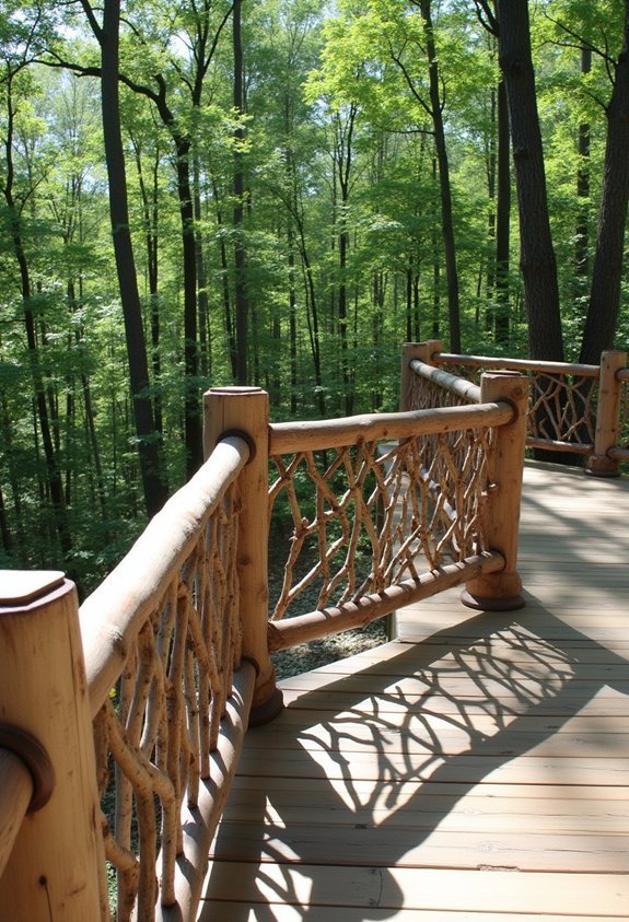 rustic organic woodland railing designs