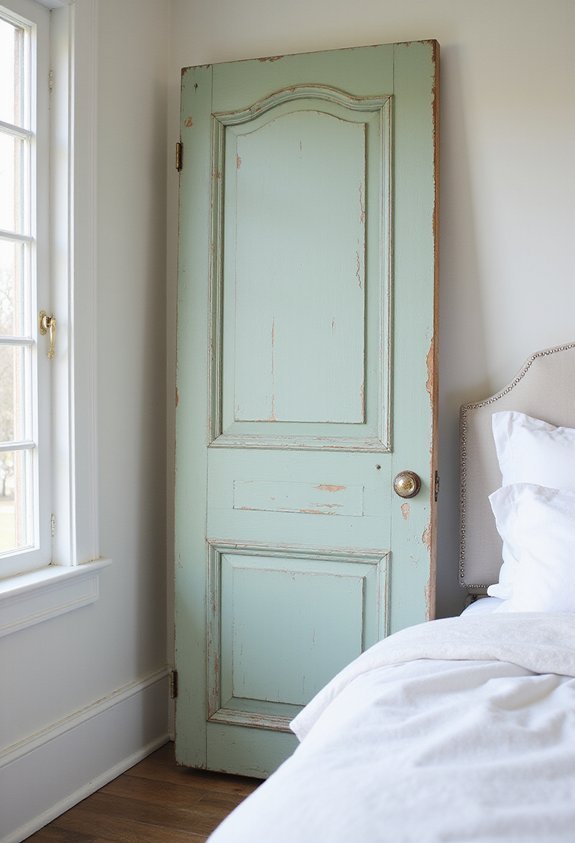 salvaged door rustic headboard focal point