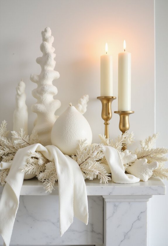 serene monochromatic mantel elegance