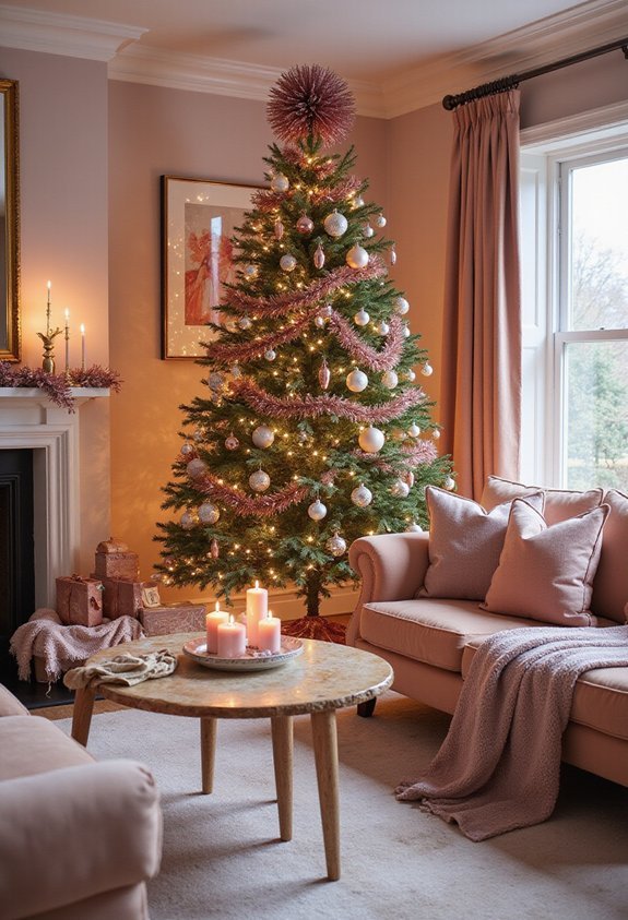 shimmery mauve tinsel tree topper