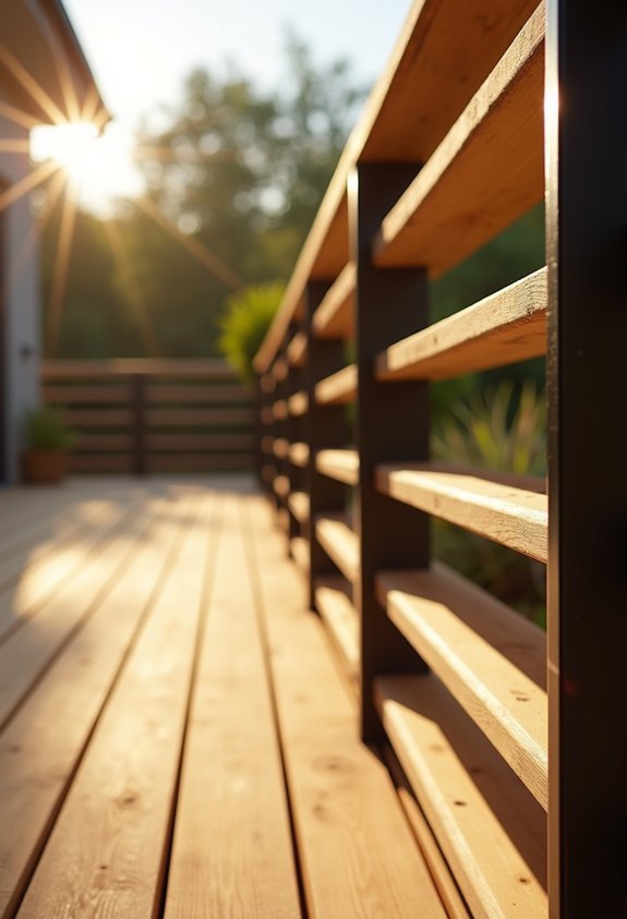 sleek contemporary minimalist wood slat railings