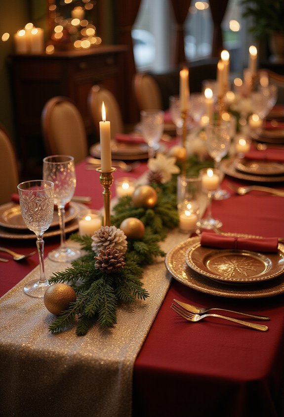sparkling metallic festive table decor