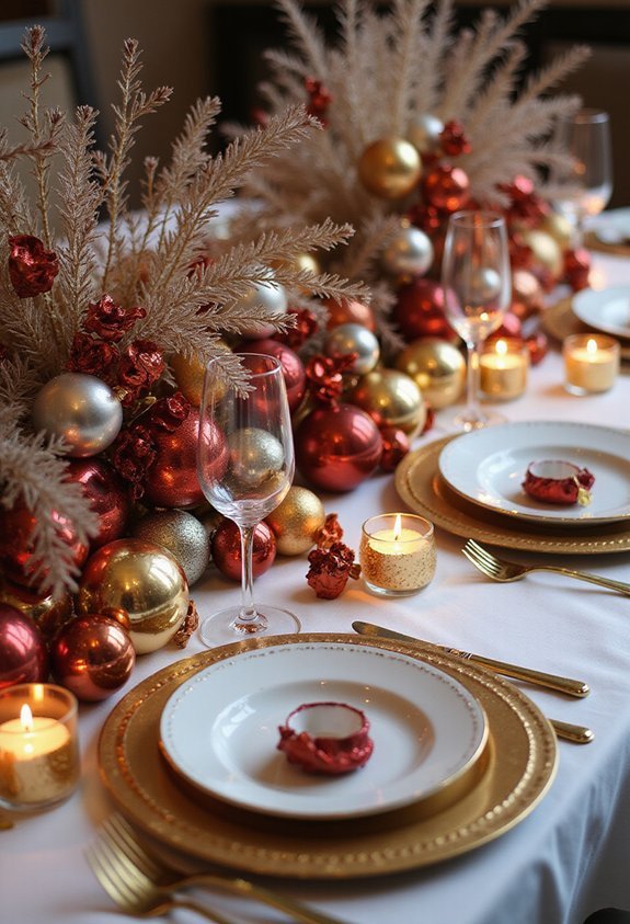 sparkly shiny elegant ornament centerpieces