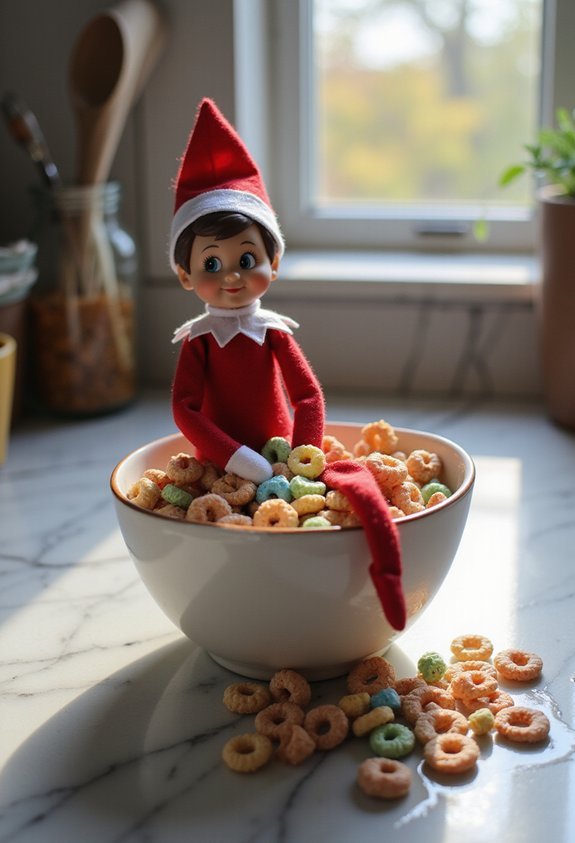 whimsical elf in cereal bowl