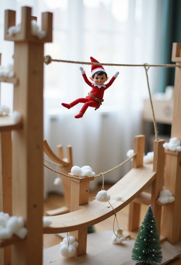 zipline obstacle course toilet paper cotton balls