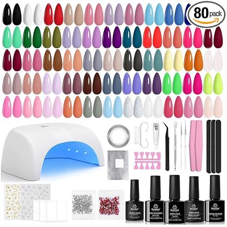 Beetles Gel Nail Polish Kit with UV Light (80Pcs, 55 Colors)