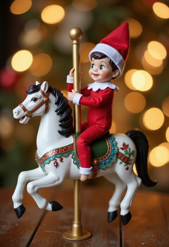 attic carousel horse galloping through house