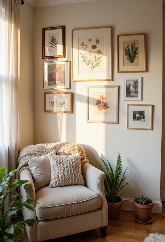 blank canvas gallery wall mismatched frames peel and stick wallpaper