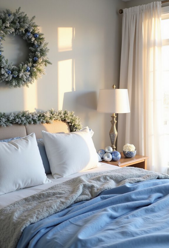 blue christmas wreath glamour