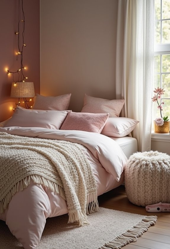 blush pink layered cozy textures