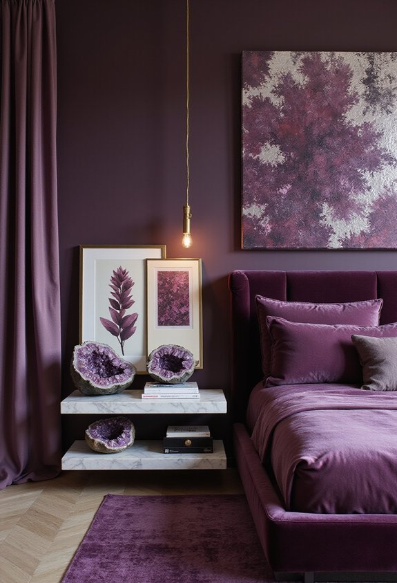 captivating purple art mirrors and decals