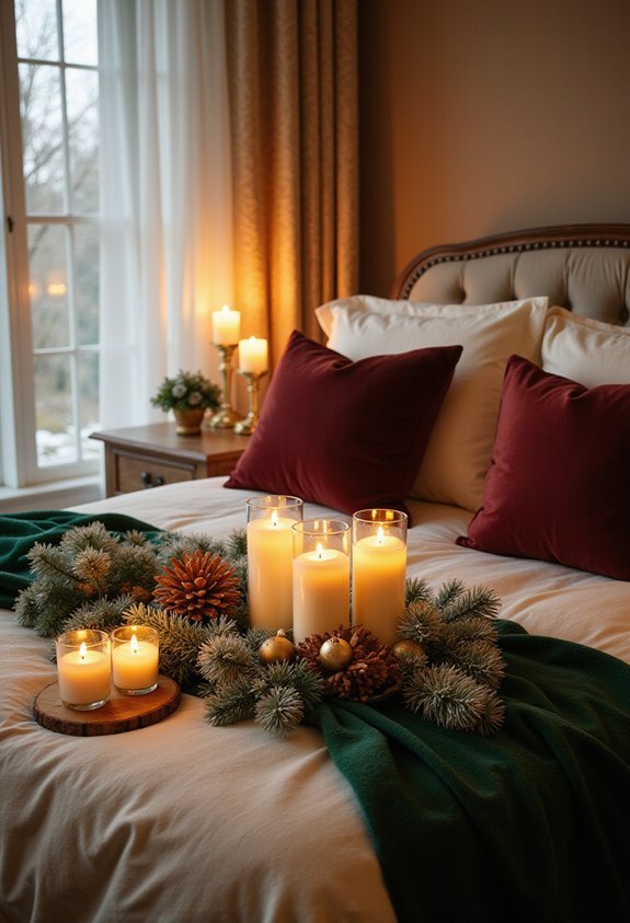 cozy cabin ambiance with scented candles