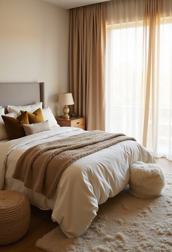 cozy layered textured welcoming bedroom