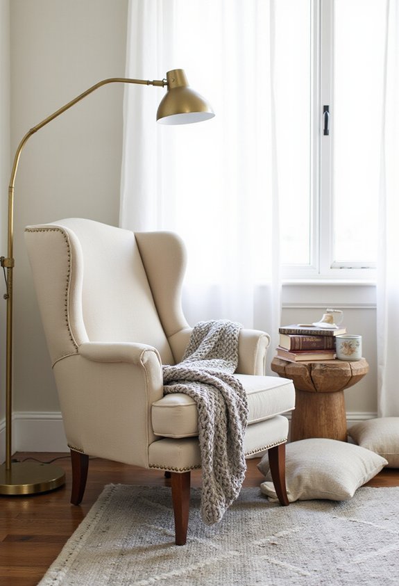 cozy reading nook with warm accents