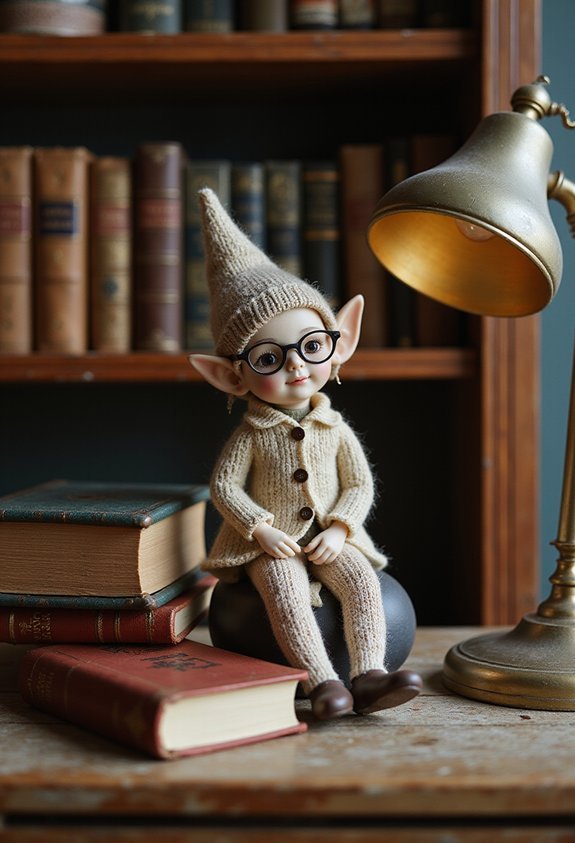 cozy sophisticated librarian elf look