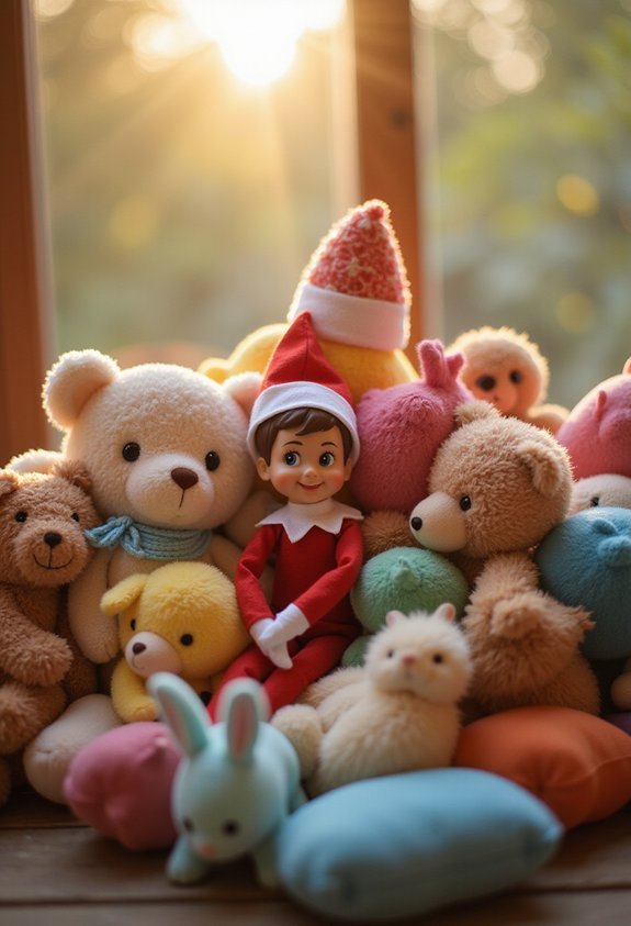 cozy stuffed animal elf napping