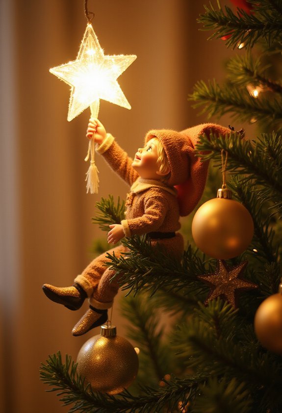 elf atop christmas tree s golden star