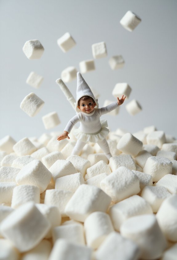 elf diving into marshmallow cloud