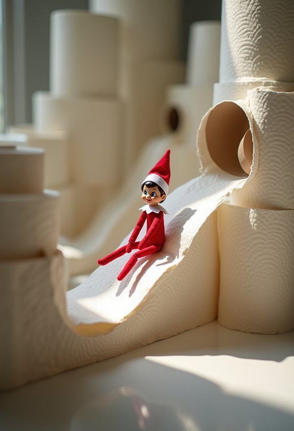 elf toilet paper pom poms bathroom adventure