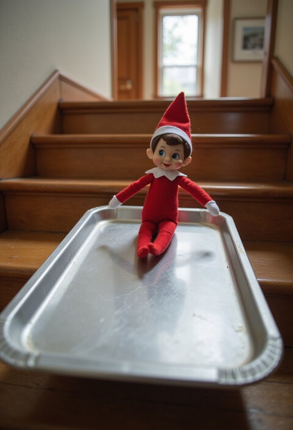 exhilarating indoor sledding adventure on stairs