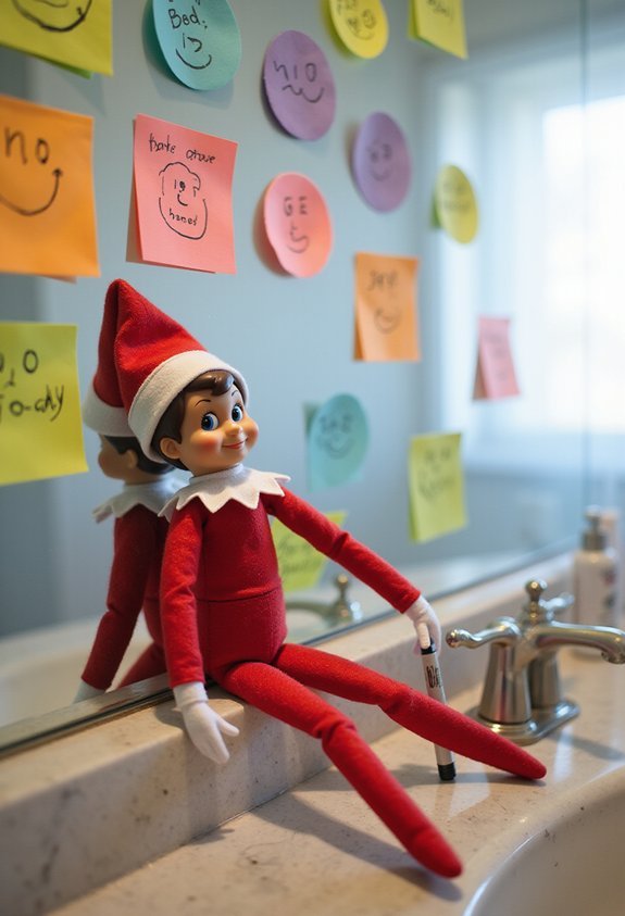 funny elf s sticky note prank