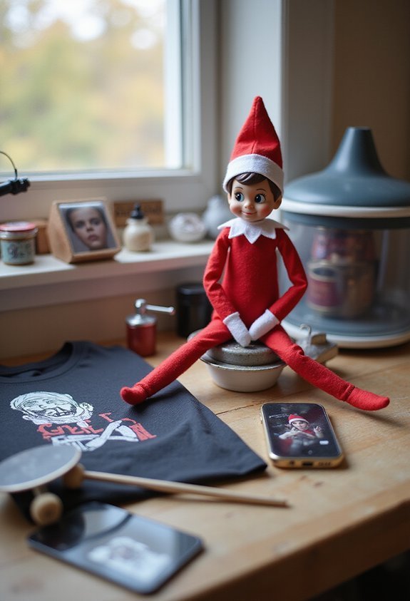 grinning elf hijacks household merchandise