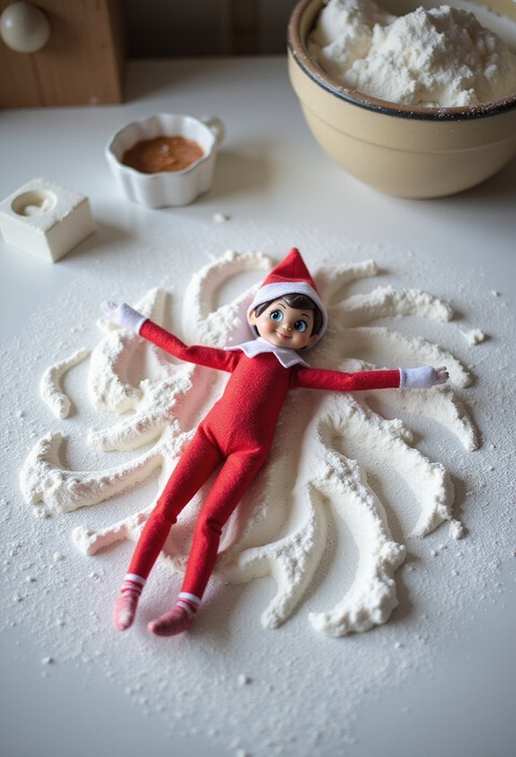 hilarious elf flour snow angel prank
