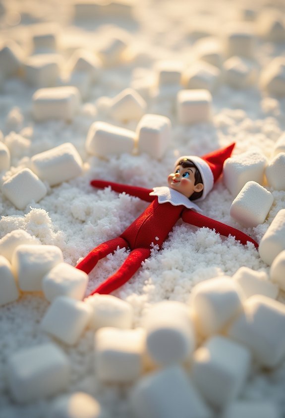 marshmallow dusted snow angel scene
